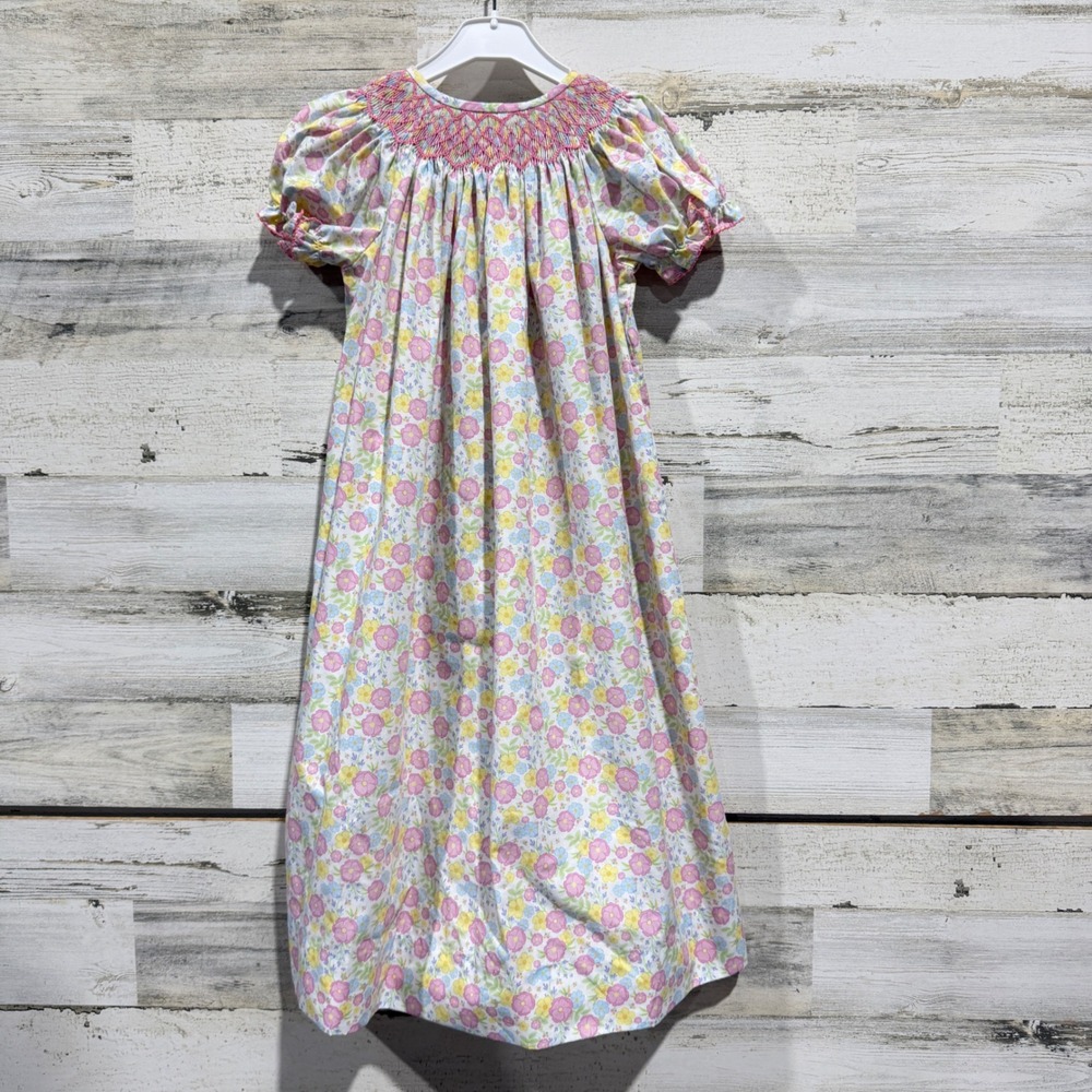 Classic Whimsy Smocked Dress Girls Size 6 Pink Floral Cottagecore EUC